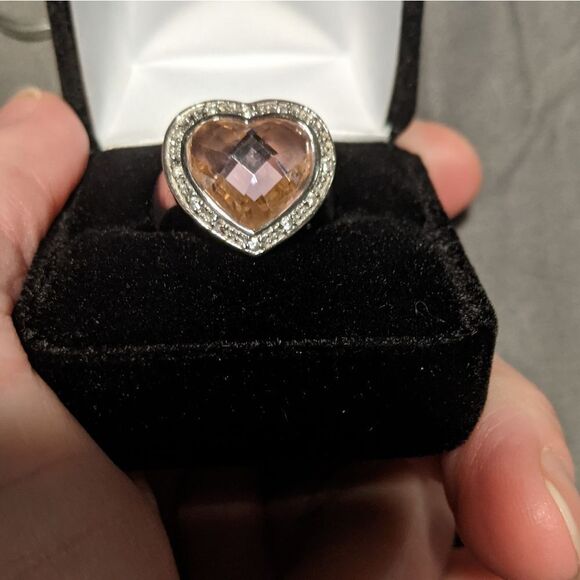 Sterling Silver and Pink Stone heart - Picture 2 of 3